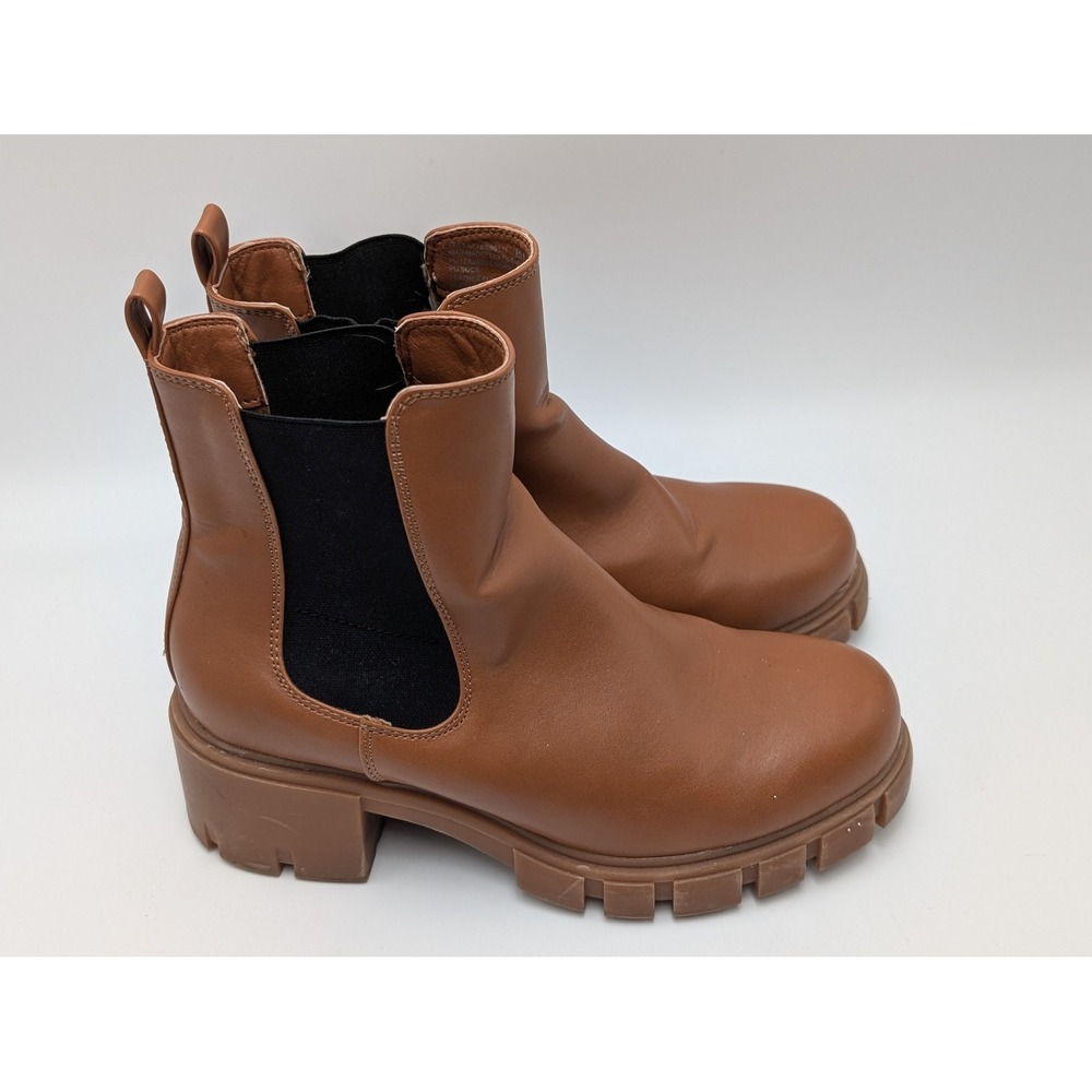 Madden Girl‎ Boots Womens 8M Brown Tessa Chelsea Lug Sole Platform Ankle Chunky